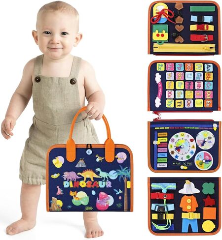 Supplim Busy Board Montessori Toy for Toddlers 1 2 3 4 5 Years Old - Educational Activity Sensory Board Preschool Learning Fine Motor Skills Toys, Toddler Travel Toy for Plane Car, Gift for Boys Girls in Saudi Arabia