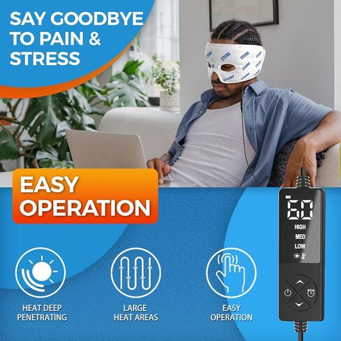 sticro Electric TMJ Heating Pad for Jaw Pain, Moist Heat for TMJ Relief with 3 Temp & 5 Timer Settings, Super Soft Heated Face Mask for Chin Cheek Jaw Clenching Relief in Kuwait