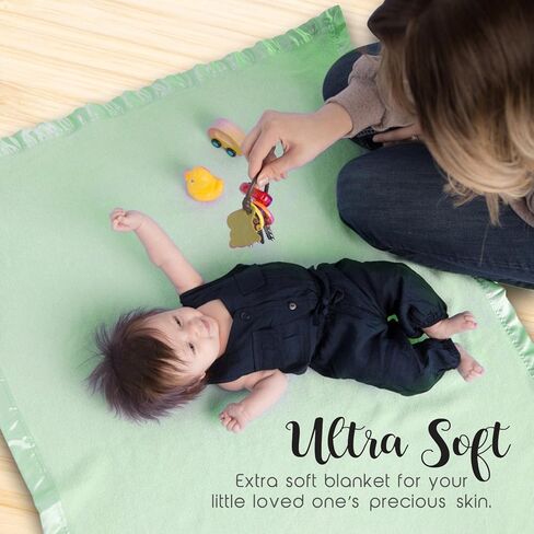 Bamboo Rayon Soft Light Blue Toddler Security Blanket - Thermal Sky Blue Baby Blanket with Satin Edging - Perfect for Naps, Car Carrier, Stroller & Travel - 34 x 47 inches - Newborn Baby Blankie in Kuwait