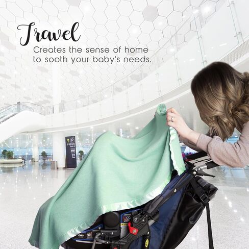 Bamboo Rayon Soft Light Blue Toddler Security Blanket - Thermal Sky Blue Baby Blanket with Satin Edging - Perfect for Naps, Car Carrier, Stroller & Travel - 34 x 47 inches - Newborn Baby Blankie in Kuwait