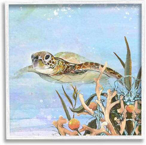 Stupell Industries Underwater Sea Turtle Swimming Framed Wall Art, Design by Diannart in Saudi Arabia