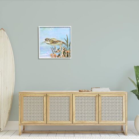 Stupell Industries Underwater Sea Turtle Swimming Framed Wall Art, Design by Diannart in Saudi Arabia