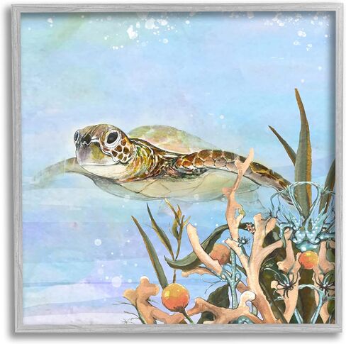 Stupell Industries Underwater Sea Turtle Swimming Framed Wall Art, Design by Diannart in Saudi Arabia