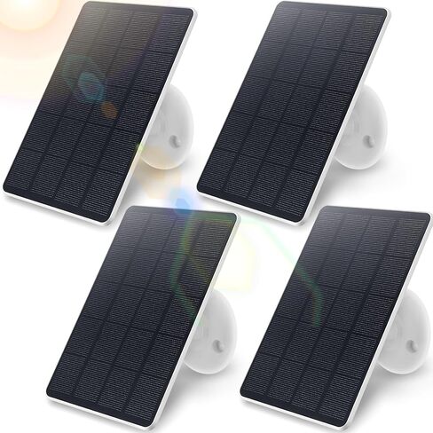4 قطع من الألواح الشمسية لكاميرا الأمن لشحن الألواح الشمسية للكاميرا اللاسلكية، لوحة شمسية قابلة للتعديل للتركيب IP67 مقاومة للماء متوافقة مع كاميرا DC 5 فولت USB أو منفذ USB-C (أبيض، 3 واط) in Kuwait