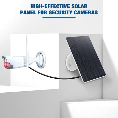 4 قطع من الألواح الشمسية لكاميرا الأمن لشحن الألواح الشمسية للكاميرا اللاسلكية، لوحة شمسية قابلة للتعديل للتركيب IP67 مقاومة للماء متوافقة مع كاميرا DC 5 فولت USB أو منفذ USB-C (أبيض، 3 واط) in Kuwait