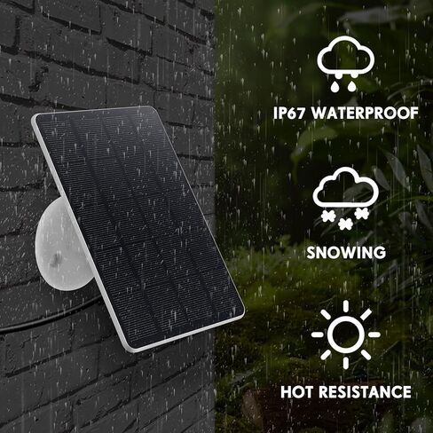 4 قطع من الألواح الشمسية لكاميرا الأمن لشحن الألواح الشمسية للكاميرا اللاسلكية، لوحة شمسية قابلة للتعديل للتركيب IP67 مقاومة للماء متوافقة مع كاميرا DC 5 فولت USB أو منفذ USB-C (أبيض، 3 واط) in Kuwait