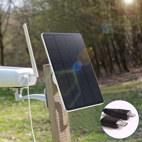 4 قطع من الألواح الشمسية لكاميرا الأمن لشحن الألواح الشمسية للكاميرا اللاسلكية، لوحة شمسية قابلة للتعديل للتركيب IP67 مقاومة للماء متوافقة مع كاميرا DC 5 فولت USB أو منفذ USB-C (أبيض، 3 واط) in Kuwait