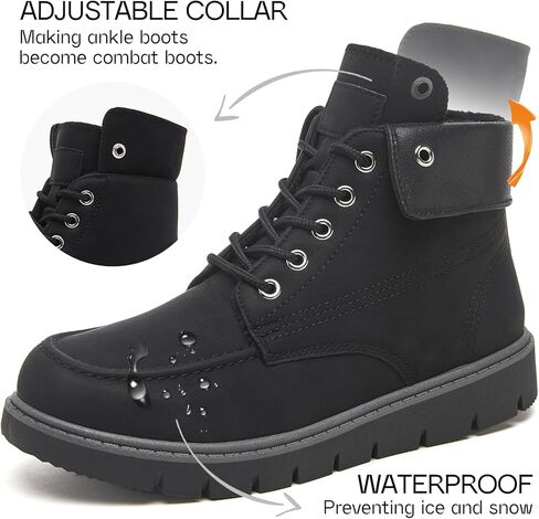 Shupua Ankle Boots for Women Black Lace Up Women's Boots Fashion Winter Hiking Boots Work Waterproof Boots for Women Combat Booties Outdoor in Kuwait