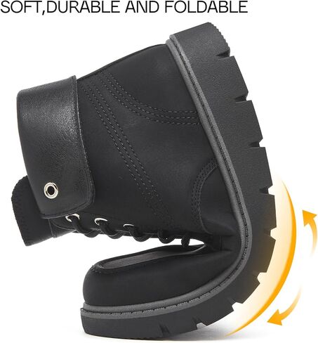 Shupua Ankle Boots for Women Black Lace Up Women's Boots Fashion Winter Hiking Boots Work Waterproof Boots for Women Combat Booties Outdoor in Kuwait