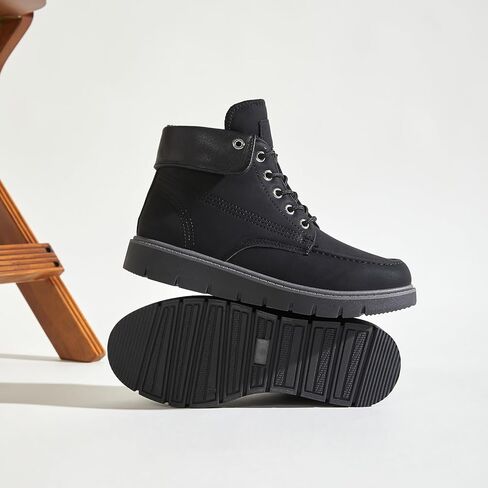 Shupua Ankle Boots for Women Black Lace Up Women's Boots Fashion Winter Hiking Boots Work Waterproof Boots for Women Combat Booties Outdoor in Kuwait