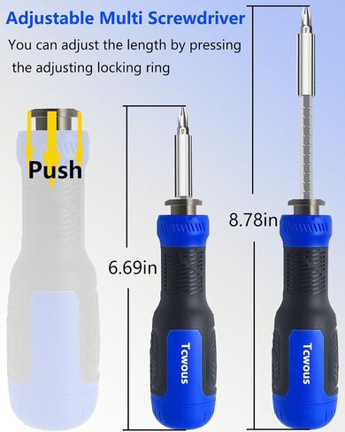 Multi Bit Screwdriver Set, 13 in 1 Screw Driver Set Kit with 1/4" Nut Driver and Flat head, Phillips, Security Torx, Hex, Square, All in One Pocket Screwdriver, Multitool Repair Tool Set in Kuwait