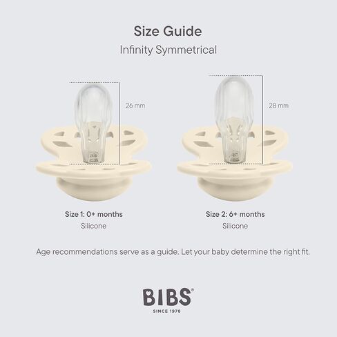 لهايات BIBS - مجموعة إنفينيتي مع حلمة متماثلة| لهاية أطفال خالية من مادة BPA | صنع في الدنمارك | مجموعة من 2 لهايات فاخرة بلون بلوسوم/ليلك داكن | الحجم 6-18 شهرا in Kuwait