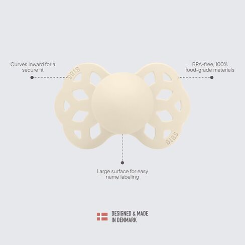لهايات BIBS - مجموعة إنفينيتي مع حلمة متماثلة| لهاية أطفال خالية من مادة BPA | صنع في الدنمارك | مجموعة من 2 لهايات فاخرة بلون بلوسوم/ليلك داكن | الحجم 6-18 شهرا in Kuwait