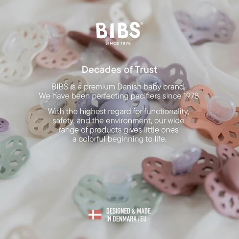 لهايات BIBS - مجموعة إنفينيتي مع حلمة متماثلة| لهاية أطفال خالية من مادة BPA | صنع في الدنمارك | مجموعة من 2 لهايات فاخرة بلون بلوسوم/ليلك داكن | الحجم 6-18 شهرا in Kuwait