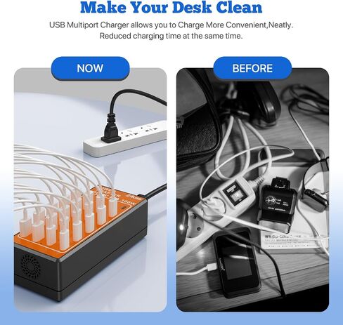 USB Charger Block, USB C Charger Station, Multi usb charging station, 100W (20A) 24 Port Desktop wall charging block multiple for iPhone IOS Android cellphone Tablet Smart Watch AirPods Samsung (Blue) in Saudi Arabia
