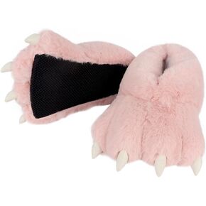 Animal Paw Slippers Plush Warm Home Closed Back Shoes Fluffy Funny Furry Bear Claw Anti Slip Slippers for Kids Boys Girls Adults Women Cosplay Holiday Indoor Winter (White)