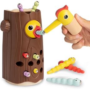 Nene Toys Little Woodpecker, Montessori Toy for Toddlers 2-4 Years Old – Educational Magnetic Toy for Kids 2 3 Years, Enhances Fine Motor Skills and Color Recognition – Gift for Boys and Girls