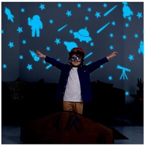 101pcs Glow in The Dark Stars Stickers,Glow Stars for Ceiling Planet Wall Decals Luminous Astronaut Universe Wall Stickers Outer Space Decal for Kids Boys Bedroom Christmas Gift Blue