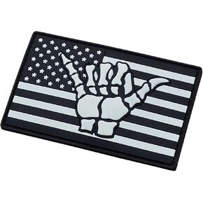 Blackout Shaka Hang Loose Gesture America Flag PVC GITD Patch