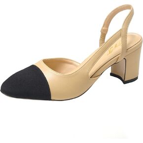 FOWT Women Pointed Toe Pumps Chunky Mid Heel Slingback Sandals Fashion Party Office Shoes Size 4-16