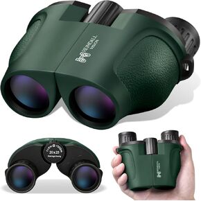 Mini Compact Binoculars Adults Kids - 20x25 High Powered Small Pocket Binocular for Bird Watching Portable Powerful Binoculars with Low Light Night Vision Waterproof Lightweight Outdoor Travel Hiking