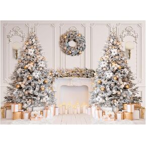 10X10FT Christmas Interior Photography Backdrop White Christmas Backdrop Christmas Fireplace Backdrop Family Photo Holiday Party Decorations Backdrop XY127
