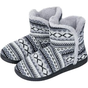 Winter Warm Ankle Slippers for Men Women, Indoor Outdoor Plush High Top Boots Knitted Anti-Slip Ankle Slippers