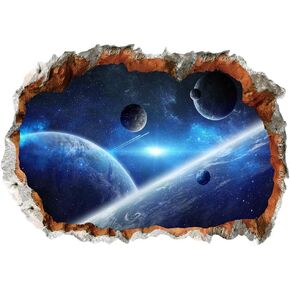 HERRA 3D Planet Universe Galaxy Outer Space Wall Decal Spacecraft Astronaut Wall Stickers, Peel and Stick Removable Space Capsule Window Wall Stickers Wall Mural for Kids Room (blue2)