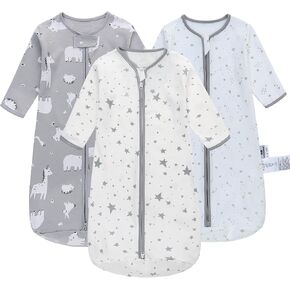 كيس نوم طويل الأكمام، كيس نوم للأطفال مصنوع من القطن بنسبة 100% من عمر 0 ​​إلى 18 شهرًا، بطانية يمكن ارتداؤها للأطفال، فائقة النعومة، تنظيم درجة الحرارة، كيس نوم ممتاز للأطفال الرضع (6-12 شهرًا غزال المشمش) in Kuwait