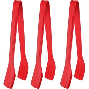 3 Pcs Silicone Kitchen Tongs 11 Inch Spatula Tongs Salad Tongs Kitchen Serving Tongs with Silicone Tips for BBQ Cooking Grilling Locking Toast Salad (Black)
