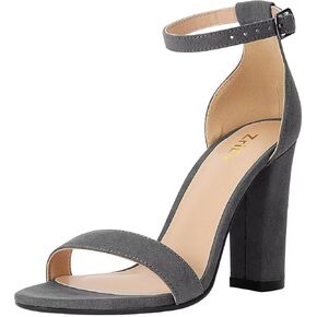 ZriEy Women's Chunky High Heels 4 Inches Block High Heels Open Toe Ankle Strap Sandals Party Wedding Daily Wear Shoes