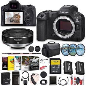 Canon EOS R5 Mark II Mirrorless Camera, 45MP, Full-Frame Hybrid Camera, 8K Video (6536C002) + Canon RF 28mm f/2.8 Lens (6128C002) + 64GB SF-M Tough Series Card + Filter Kit + Bag + More (Renewed)