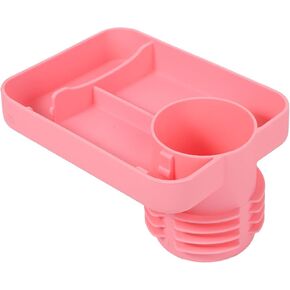 Kids Car Seat Snack Tray with Cup Holder, 360° Rotation Silicone Car Seat Travel Tray Toddler Car Accessories for Stroller Outdoor Chair Cinema (Pink)