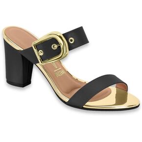 Women's Heeled Sandals with Buckle Strap,(4 COLORS) BLACK GOLD,OLIVE,BEIGE,BLACK