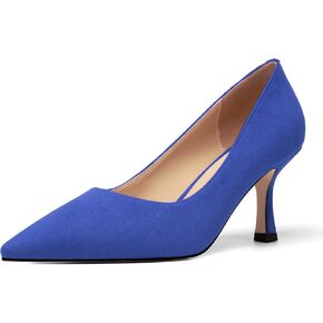 Womens Suede Pointed Toe Slip On Casual Office Spool High Heel Pumps Shoes 3 Inch