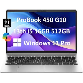 HP ProBook 450 G10 Business Laptop (15.6" FHD Anti-Glare, Intel 10-Core i5-1334U, 32GB RAM, 1TB SSD, (Beats i7-1255U)) Backlit, Webcam, Ethernet, Wi-Fi 6E, Win 11 Pro w/ AI Copilot, Silver, 2024