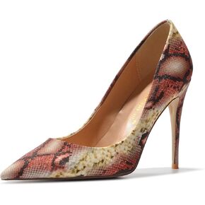 FSJ Women Classic Pointed Toe Snakeskin High Heels Pumps Slip on Stiletto Sparkling Animal Printing Sexy Lady Club Party Evening Dress Shoes Size 4-15 US