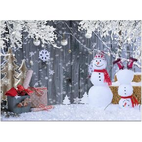 Dudaacvt 7x5ft Christmas Backdrop Wood Background Winter Snowman Backdrop Merry Christmas Photography Background Family New Year Party Backdrop D655