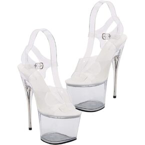 Holibanna Womens Sexy Perspex Clear Platform Pole Dance High Heel Sandals Lady Summer Stiletto High- Heeled Sandals