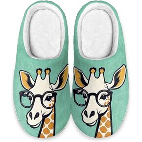 Women's Winter Home Slippers with Cute Cartoon Giraffe Design, Comfortable Indoor or Outdoor Kitchen Bedroom Shoes