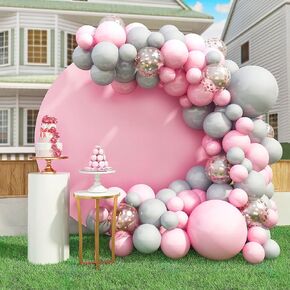 White Round Backdrop Cover 6.5x6.5ft Balloon Circle Backdrop Stand Cover for Background Photo Shoot for Adult Kid Birthday Party Baby Shower Wedding Decoration