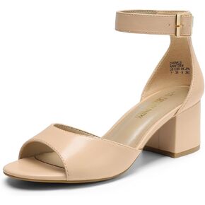 DREAM PAIRS Womens Chunkle Low Heel Pump Ankle Strap Dress Sandal,Size 6,Light nude,CHUNKLE