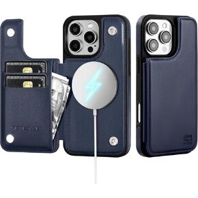 Compatible with Magsafe for iPhone 16 Pro Max Wallet Case with Card Holder,Women Men Phone Case PU Leather Kickstand Flip Protective Cover Credit Card Slots for Apple 16 ProMax,Coffee