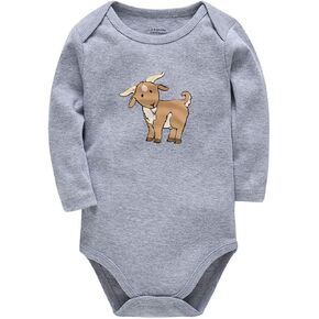 Cute Goat Newborn Long Sleeve Unisex Baby Bodysuit for Boy Girl 0-3 Months Gray
