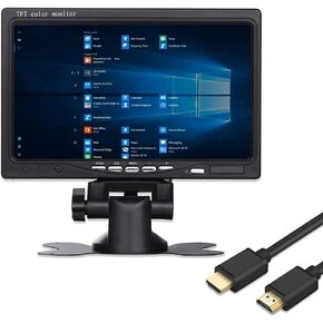 7 Inch Monitor HDMI - 1024x600 HD TFT LCD Screen Display AV VGA Input Built in Speaker for Raspberry Pi 3 Model B+ 3B CCTV Computer PC DVR Car