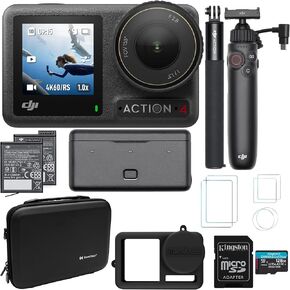 مجموعة مغامرات الكاميرا DJI Osmo Action 4 مع مقبض شحن متعدد الوظائف Osmo Action، وبطاقة ذاكرة SD سعة 128 جيجابايت، وحقيبة حمل، وواقيات شاشة زجاجية، وحزمة حافظة سيليكون واقية (6 عناصر) in Kuwait