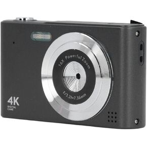 4K Digital Camera, 16X Digital Zoom 48MP Vlog Camera, 2.4in Screen, Built in Flashlight, CCD Camera, Anti Shake, Portable Camera for Beginners and Children (Gold)