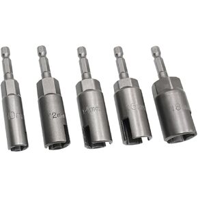 5Pcs Power Wing Nut Driver Bits, 1/4-inch Hex Shank Slot Wing Nuts Drill Bit Set Socket Wrenches Tools for Panel Nuts, Screws Eye, C Hook Bolt, Q-Hanger (10/12/14/16/18mm)