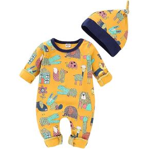 Infant Baby Boys Romper Cotton Long Sleeve Jumpsuit Baby Girls One-Piece Onsies Bodysuit 3-24 Months