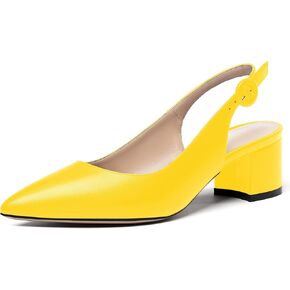 WAYDERNS Women's Slingback Pointed Toe Buckle Block Matte Chunky Low Heel Pumps Shoes 2 Inch